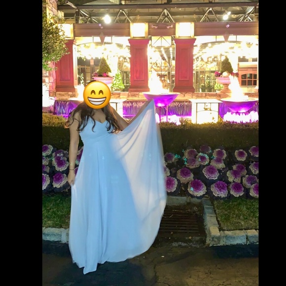 Jenny Yoo - Floor Length formal chiffon dress, prom, gown - Size 14 - light blue - Picture 13 of 16